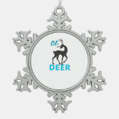 Oh Deer Minimal Design Schneeflocken Zinn-Ornament (Vorderseite)