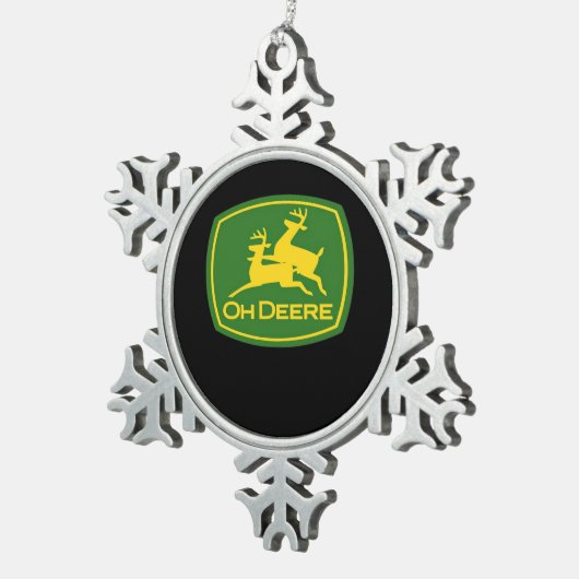 Oh Deer Minimal Modern Design Schneeflocken Zinn-Ornament (Rechts)