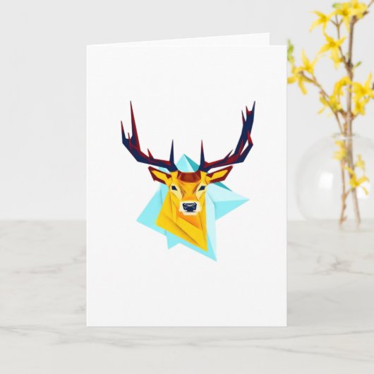 Oh Deer Minimal Rustic Style Folded Greeting Card Karte (Gelbe Blume)