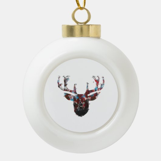 Oh Deer Minimal Style  Keramik Kugel-Ornament (Vorderseite)