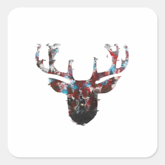 Oh Deer Minimal Style Quadratischer Aufkleber (Vorderseite)