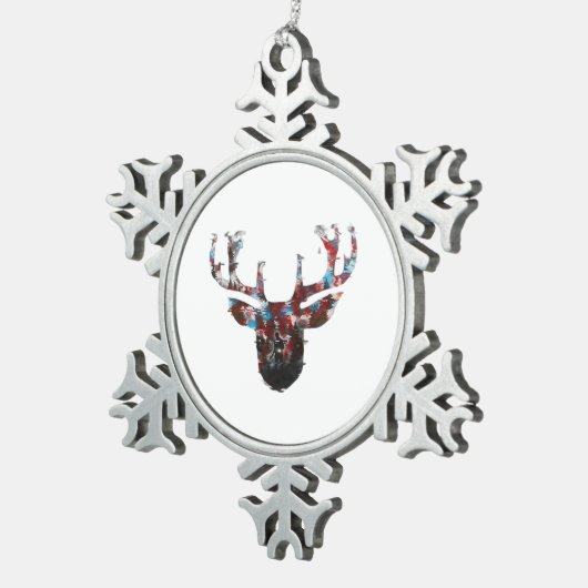 Oh Deer Minimal Style Schneeflocken Zinn-Ornament (Rechts)