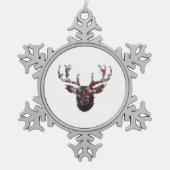Oh Deer Minimal Style Schneeflocken Zinn-Ornament (Vorderseite)