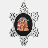 Oh Deer Modern Aesthetic  Schneeflocken Zinn-Ornament (Rechts)