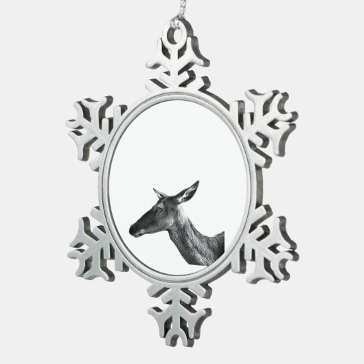 Oh Deer Modern Aesthetic Vibe Schneeflocken Zinn-Ornament (Rechts)