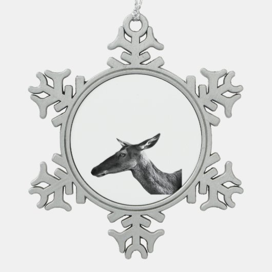 Oh Deer Modern Aesthetic Vibe Schneeflocken Zinn-Ornament (Vorderseite)