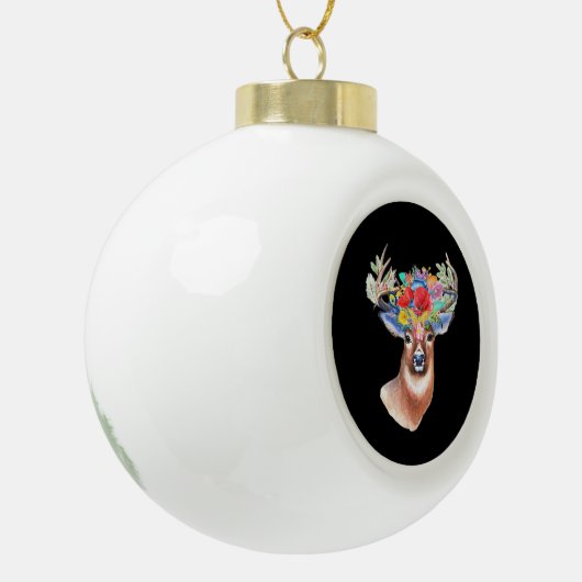 Oh Deer Modern Artistic Style Keramik Kugel-Ornament (Links)