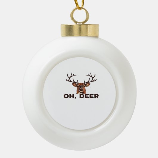 Oh Deer Modern Clean Design Keramik Kugel-Ornament (Vorderseite)