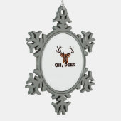 Oh Deer Modern Clean Design  Schneeflocken Zinn-Ornament (Links)