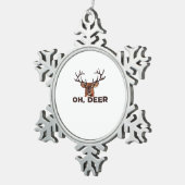 Oh Deer Modern Clean Design  Schneeflocken Zinn-Ornament (Rechts)