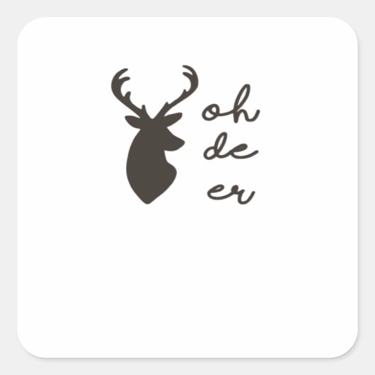 Oh Deer Modern Graphic Style Quadratischer Aufkleber (Vorderseite)
