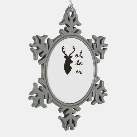 Oh Deer Modern Graphic Style Schneeflocken Zinn-Ornament (Links)