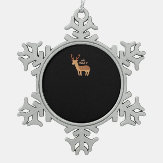 Oh Deer Oh Dear Retro Classic Style  Schneeflocken Zinn-Ornament (Vorderseite)