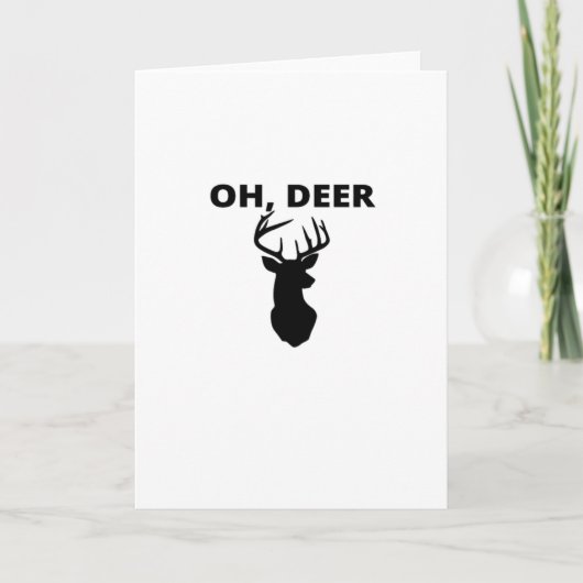 Oh Deer Oh Dear Whimsical Art Folded Greeting Card Karte (Vorderseite)