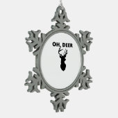 Oh Deer Oh Dear Whimsical Art Style Schneeflocken Zinn-Ornament (Links)