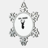 Oh Deer Oh Dear Whimsical Art Style Schneeflocken Zinn-Ornament (Rechts)