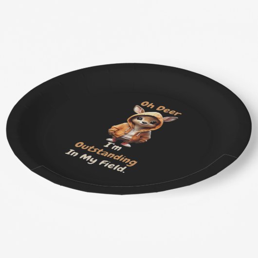 Oh Deer Outstanding In My Field Funny Humor Pappteller (Schrägansicht)