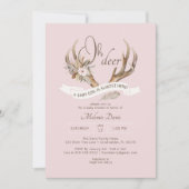 Oh Deer Pink Woodland Baby Shower Einladung - Boh (Vorderseite)