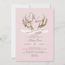 Oh Deer Pink Woodland Baby Shower Einladung - Boh