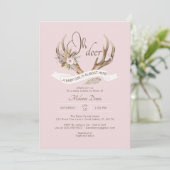 Oh Deer Pink Woodland Baby Shower Einladung - Boh (Stehend Vorderseite)