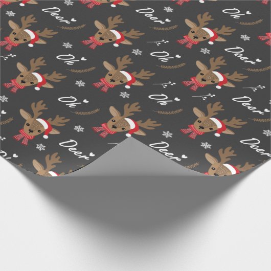 Oh Deer Pun Christmas Rentier Geschenkpapier (Ecke)