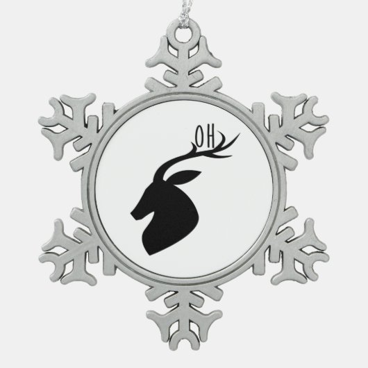Oh Deer Pun Creative Style  Schneeflocken Zinn-Ornament (Vorderseite)