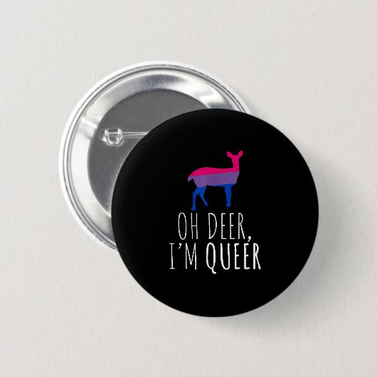 Oh Deer Queer Bisexual Pride Gay Lesbian Design  Button (Vorne & Hinten)