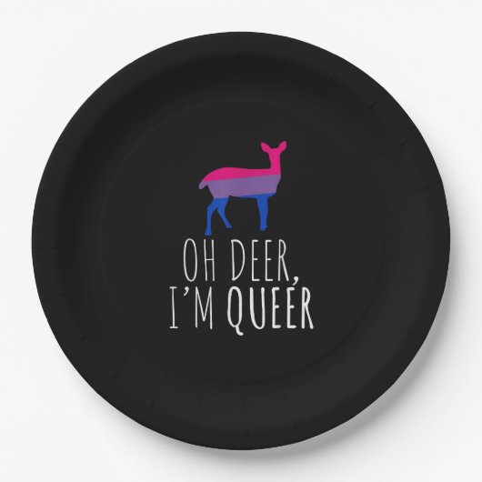 Oh Deer Queer Bisexual Pride Gay Lesbian Design  Pappteller (Vorderseite)