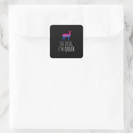 Oh Deer Queer Bisexual Pride Gay Lesbian Design Quadratischer Aufkleber (Tasche)