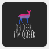 Oh Deer Queer Bisexual Pride Gay Lesbian Design Quadratischer Aufkleber (Vorderseite)