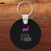 Oh Deer Queer Bisexual Pride Gay Lesbian DKeychain Schlüsselanhänger (Vorderseite)