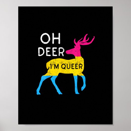 Oh Deer Queer Colorful Pride Flag Celebration  Poster (Vorne)