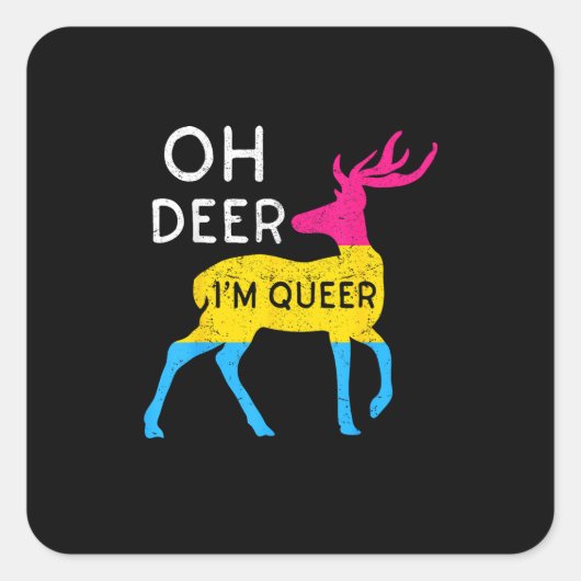 Oh Deer Queer Colorful Pride Flag Celebration Quadratischer Aufkleber (Vorderseite)