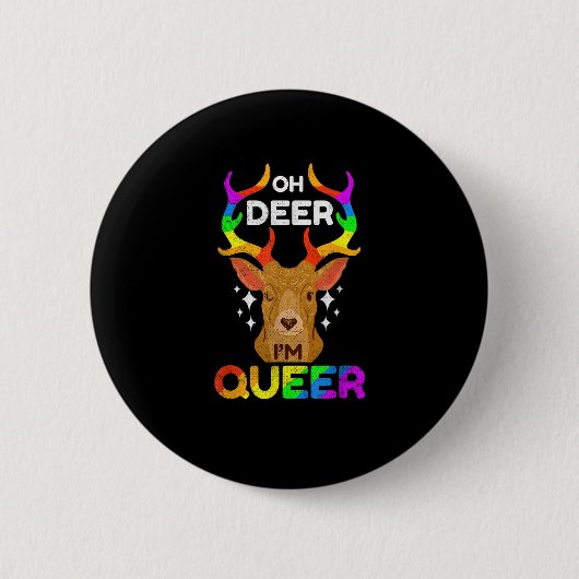 Oh Deer Queer Funny LGBTQ Pride Awareness Button (Vorderseite)