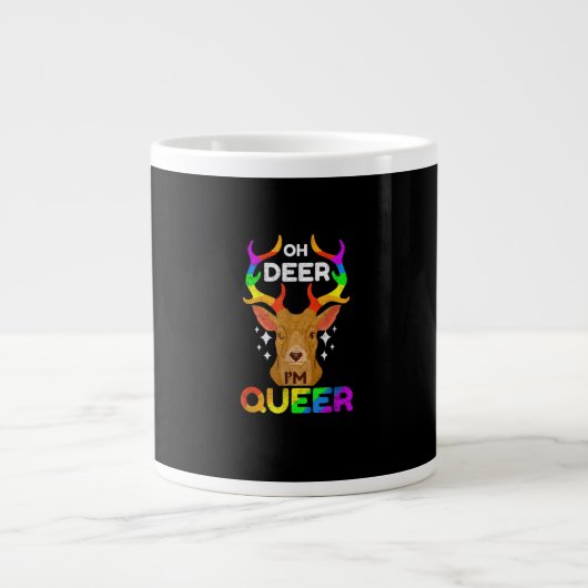 Oh Deer Queer Funny LGBTQ Pride Awareness Jumbo-Tasse (Vorderseite)