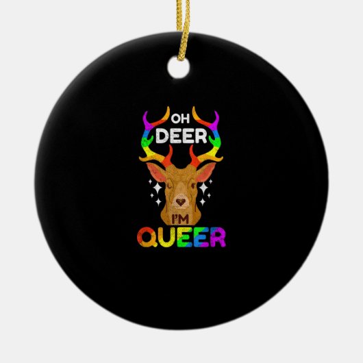 Oh Deer Queer Funny LGBTQ Pride Awareness Ornament (Vorne)