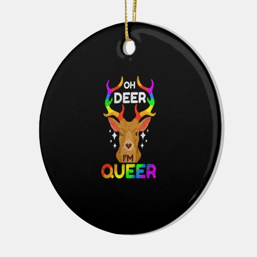 Oh Deer Queer Funny LGBTQ Pride Awareness Ornament (Links)