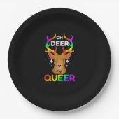 Oh Deer Queer Funny LGBTQ Pride Awareness Pappteller (Vorderseite)