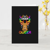Oh Deer Queer Funny LGBTQ PridFolded Greeting Card Karte (Gelbe Blume)