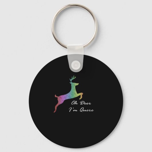Oh Deer Queer Funny Pun LGBT Pride CelebraKeychain Schlüsselanhänger (Vorderseite)