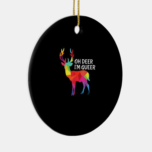 Oh Deer Queer Funny Pun LGBT Pride Design Keramik Ornament (Rechts)