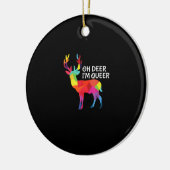 Oh Deer Queer Funny Pun LGBT Pride Design Keramik Ornament (Links)