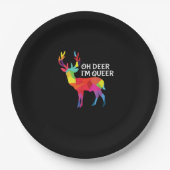 Oh Deer Queer Funny Pun LGBT Pride Design Pappteller (Vorderseite)