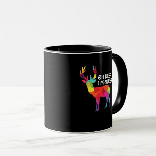 Oh Deer Queer Funny Pun LGBT Pride Design Tasse (VorderseiteRechts)
