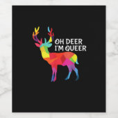 Oh Deer Queer Funny Pun LGBT Pride Design Weinetikett (Einzelnes Label)