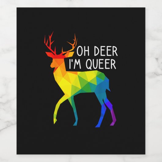 Oh Deer Queer LGBTQ Pride Celebration Month Weinetikett (Einzelnes Label)