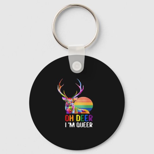 Oh Deer Queer Minimal Modern Style Keychain Schlüsselanhänger (Vorderseite)