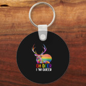 Oh Deer Queer Minimal Modern Style Keychain Schlüsselanhänger (Vorderseite)