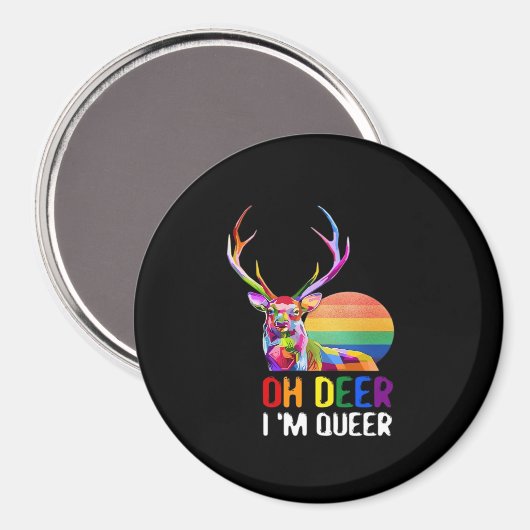 Oh Deer Queer Minimal Modern Style Magnet (Vorderseite/Rückseite)