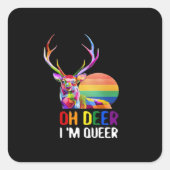 Oh Deer Queer Minimal Modern Style  Quadratischer Aufkleber (Vorderseite)